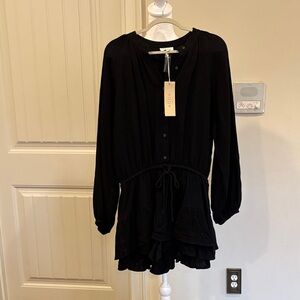 ACOA Black Buttoned Ruffle Dress
